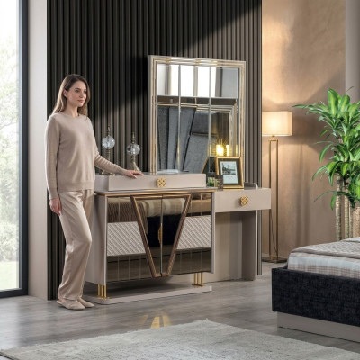 Moderne make-uptafel luxe meubels spiegel Nieuwe inrichting slaapkamer