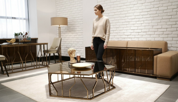 Modern salontafel ontwerp inrichting design meubels glazen tafel woonkamer