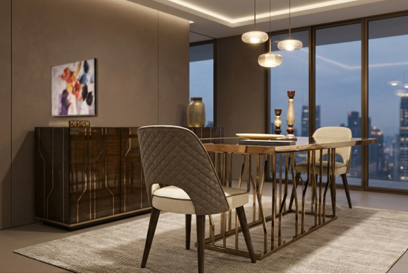 Ontwerpstoel Stoffen bekleding Luxe meubels Eetkamer Modern inrichting