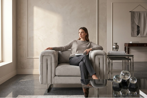Moderne fauteuil woonkamer Chesterfield meubels stoffering inrichting textiel