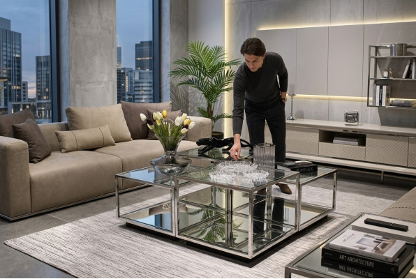 Moderne glazen salontafel woonkamer meubels nieuw design inrichting