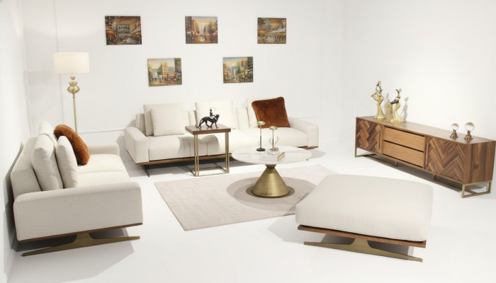 Woonkamer Set 6-delig Compleet Design Modern Bankstel Driepersoons Salontafel