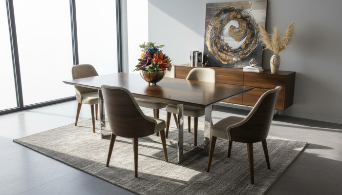 Volledige set eettafel luxe eetkamer design meubels dressoir 4 stoelen