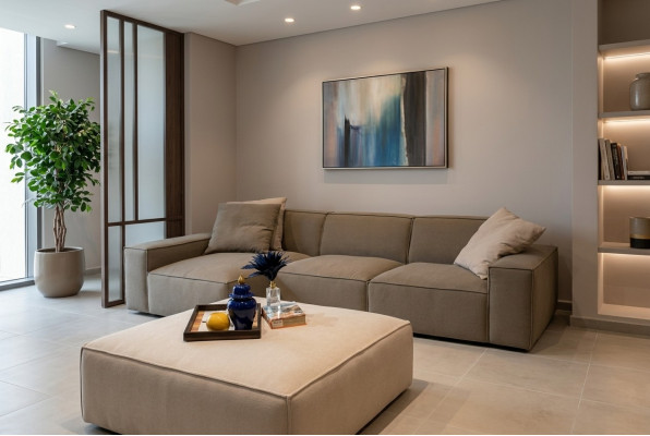 Ontwerp hoekbank L-vorm woonkamer meubels luxe modern inrichting nieuw bankstel.