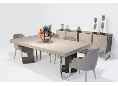 Eetkamer Design Set 6 delig - Design Eettafel met 4 stoelen en een modern dressoir