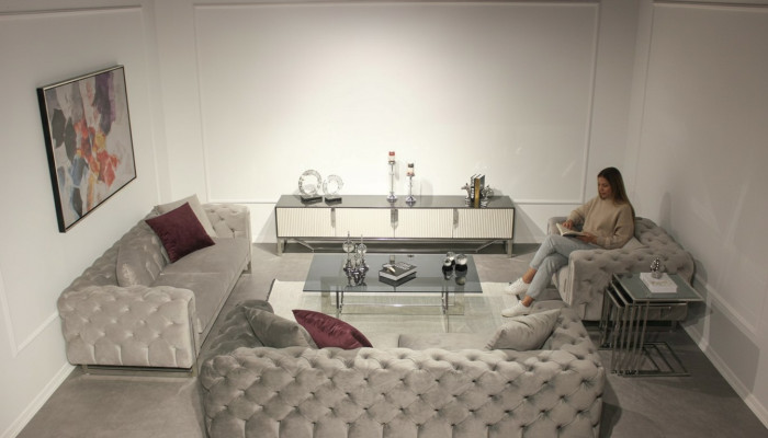 Woonkamer meubel set 6-delig bankstel 2x driezitter moderne tv-standaard