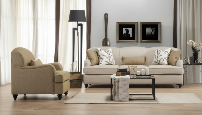 Sofa Set 2-delig driezitsbank Modern fauteuil Bankstel Design Woonkamer