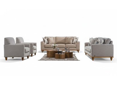 Woonkamerset 4-delig 2x bankstel driezits design 2x fauteuil modern nieuw meubilair.