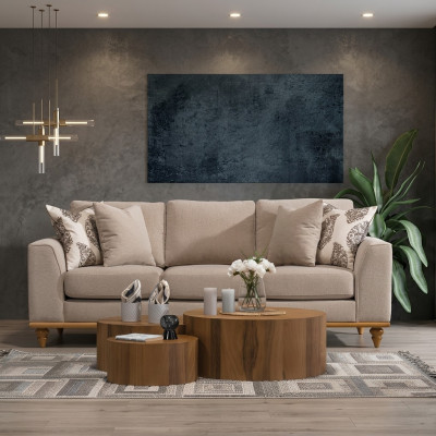 Bankstel Driezitter Woonkamer Ontwerp Modern Meubilair Luxe Beige Bankstellen