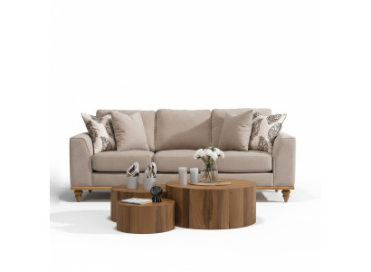 Bankstel Driezitter Woonkamer Ontwerp Modern Meubilair Luxe Beige Bankstellen