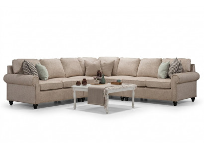 Modern woonkamer hoekbank L-vorm ontwerp beige meubels luxe sofa inrichting
