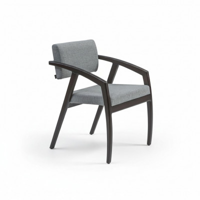 Stoel met armleuningen Gestoffeerde zitting Eetkamer Houten design Luxe stijl Nieuw