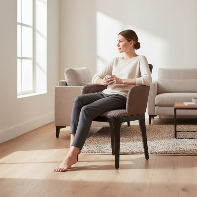 Ontwerp loungestoel met armleuningen eetkamer gestoffeerde stoelen Nieuw