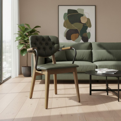 Eetkamerstoel met armleuningen, Chesterfield-bekleding, luxe meubels