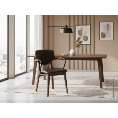 Luxe stoel met armleuningen Eetkamerstoel Meubels Gestoffeerde zitting Modern Inrichting.