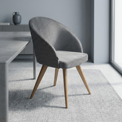 Ontwerper Luxe Eetkamerstoel met Armleuningen Grijs Modern Gestoffeerde Zitting