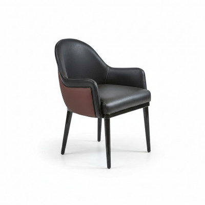 Zwarte stoel met armleuningen Modern eetkamer Luxe inrichting Gestoffeerde zitting