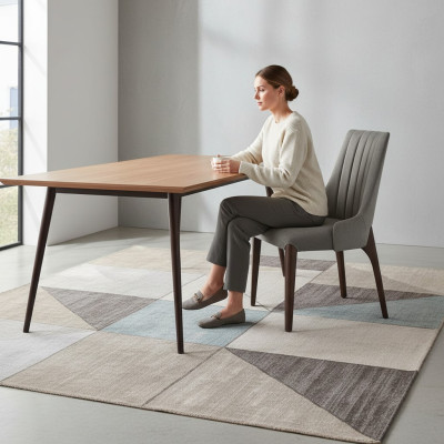 Grijze stoel eetkamer ontwerp modern gestoffeerde zitting luxe inrichting nieuw