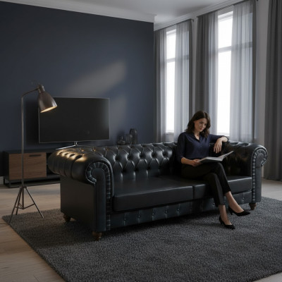 Moderne Chesterfield Bank Bankstel Driepersoons Luxe Gestoffeerde Banken Ontwerper