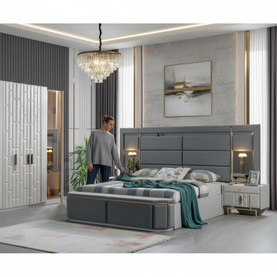 Slaapkamer Complete Bed 2x Nachttafels Nieuwe Luxe Meubelset Inrichting