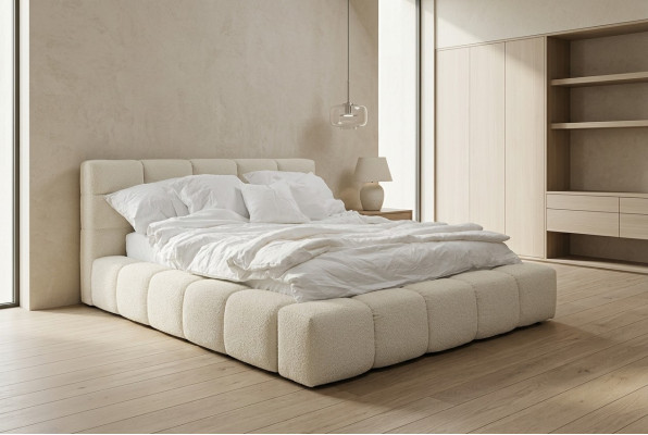 Bed Luxe Slaapkamer Bedframe Gestoffeerd Ontwerp Luxe Tweepersoons Hotelbedden Wit