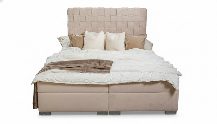 Bedden met beige bekleding, luxe design 180x200 tweepersoonsbed.