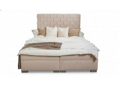 Bedden met beige bekleding, luxe design 180x200 tweepersoonsbed.