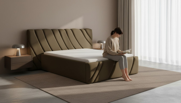 Luxe slaapkamer bed ontwerp gestoffeerd tweepersoons hotelbed meubels inrichting