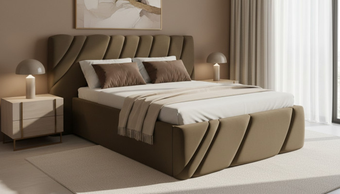 Luxe slaapkamer bed ontwerp gestoffeerd tweepersoons hotelbed meubels inrichting