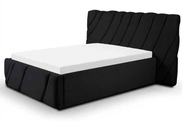 Luxe slaapkamer bed tweepersoonsbed Zwart Hout Beklede bedden Bedframe