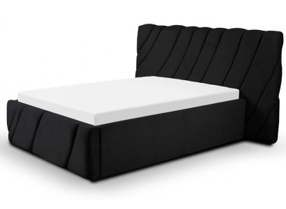 Luxe slaapkamer bed tweepersoonsbed Zwart Hout Beklede bedden Bedframe