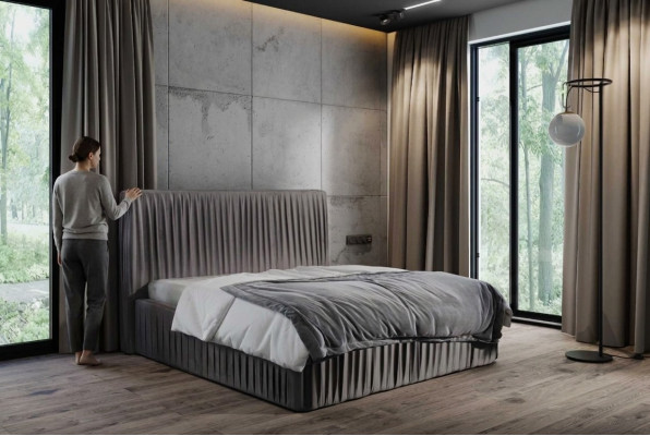 Luxe slaapkamer tweepersoonsbedden huwelijk textielbed hotelframe meubels