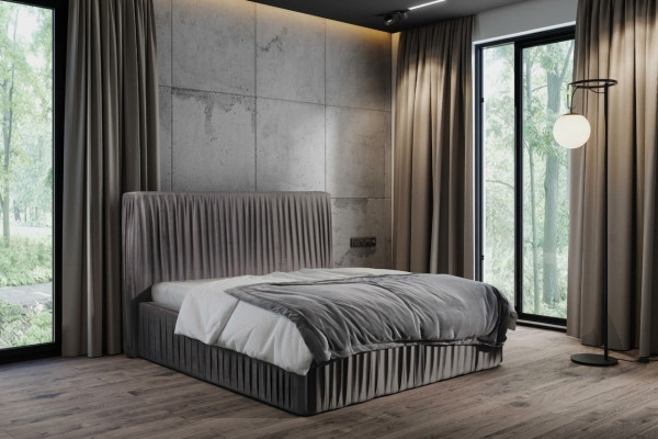 Luxe slaapkamer tweepersoonsbedden huwelijk textielbed hotelframe meubels