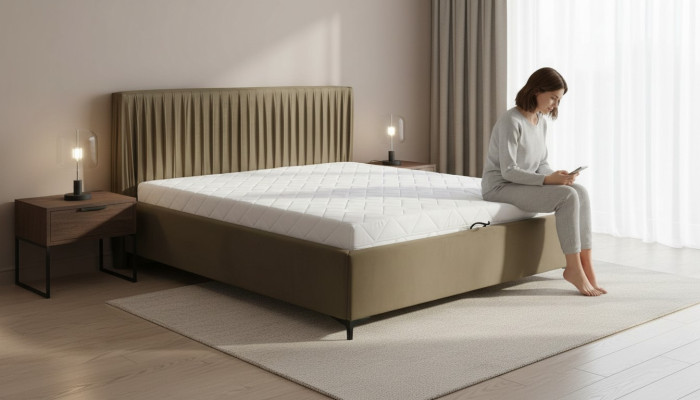 Modern bed design bedden hout textiel slaapkamer bedframe