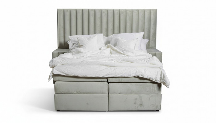 Slaapkamerset Bed Nachtkastje 3-dlg Ontwerp Modern Luxe Bedden Grijs