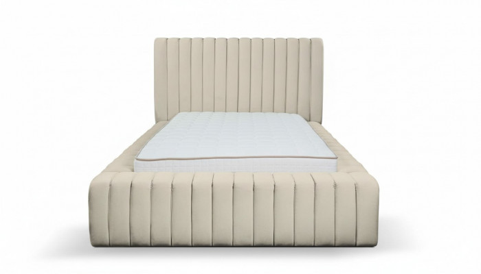 Luxe slaapkamer bed tweepersoons hout gestoffeerde bedden bedframe beige