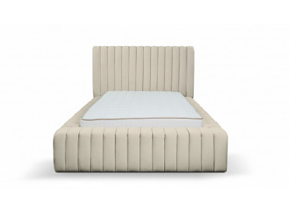 Luxe slaapkamer bed tweepersoons hout gestoffeerde bedden bedframe beige