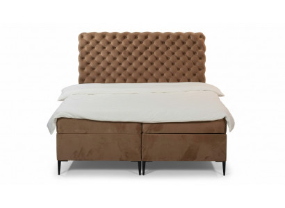 Textielbed bruin Luxe Dubbel Chesterfield Slaapkamer Ontwerpbedden