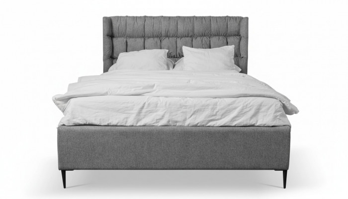 Grijs tweepersoonsbed Klassiek slaapkamermeubelontwerp Elegant stoffen bed