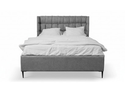 Grijs tweepersoonsbed Klassiek slaapkamermeubelontwerp Elegant stoffen bed