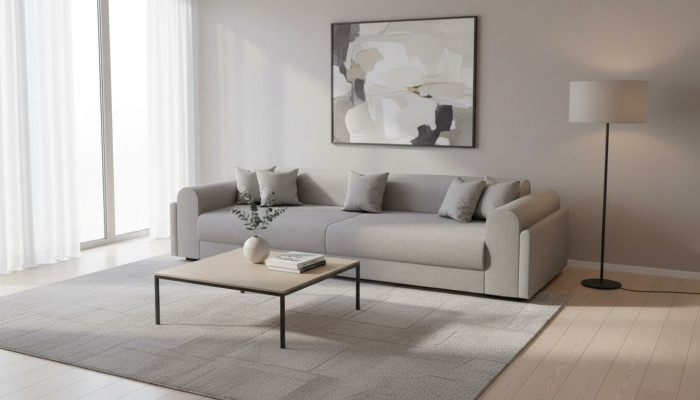 Designer Bankstel 3-zits grijs Stoffenbank Bankstellen Textiel Bank Driepersoons 240cm