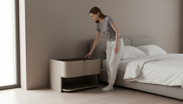 Grijze ontwerp nachtkastje console bijzettafels slaapkamer hout luxe