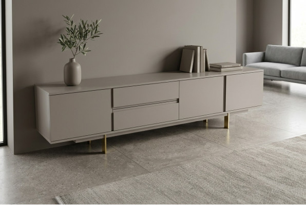 Luxe woonkamer tv-standaard RTV lowboard hout woonkamer beige meubels