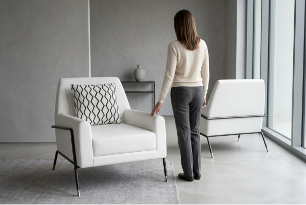 Ontwerperfauteuil Woonkamermeubelen Inrichting Wit Textiel Tv-stoel Lounge