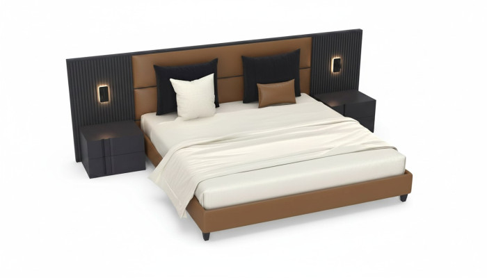 Luxe slaapkamer nachtkastje bedden bed 3-delige designinrichting compleet set