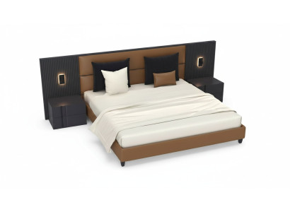 Luxe slaapkamer nachtkastje bedden bed 3-delige designinrichting compleet set