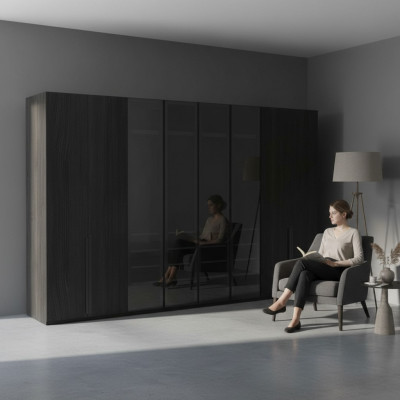 Kledingkast Slaapkamer Luxe Kasten 8-deurs Zwart Kast