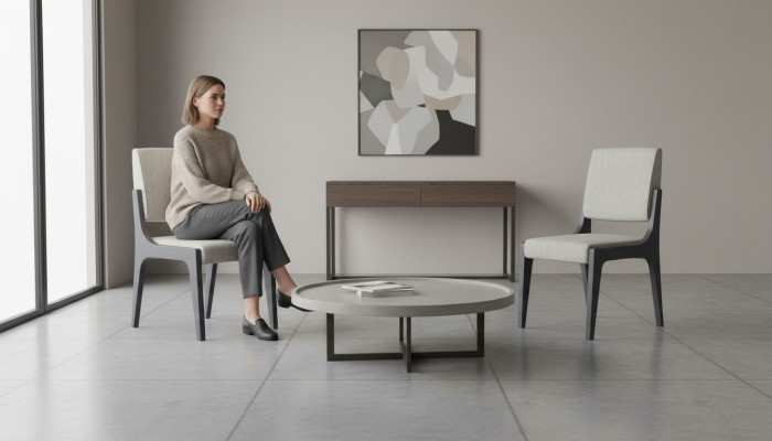 Grijze eetkamerstoel Luxe meubelontwerp Elegante moderne houten stoelen Nieuw