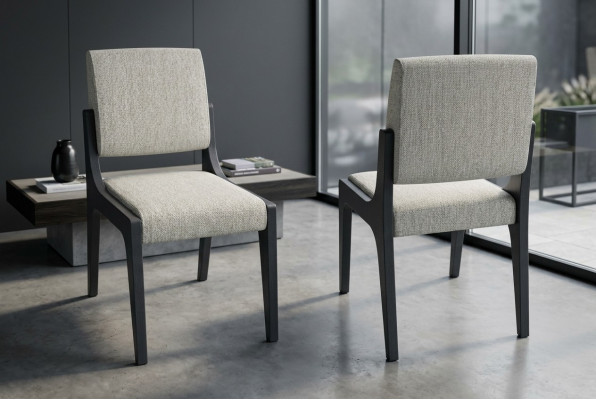Grijze eetkamerstoel Luxe meubelontwerp Elegante moderne houten stoelen Nieuw
