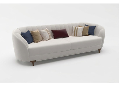 Moderne witte bank in de woonkamer. Exclusieve 3-zitsbank van 250 cm luxe.